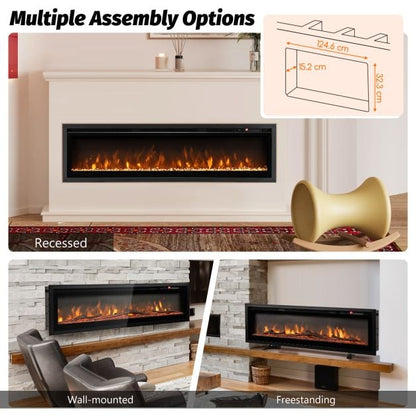 102/127 cm Wall Mounted Recessed Freestanding Electric Fireplace-Size 2