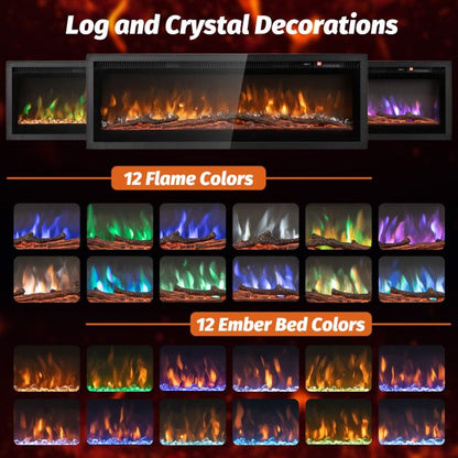 102/127 cm Wall Mounted Recessed Freestanding Electric Fireplace-Size 1