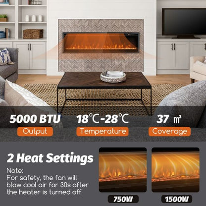 102/127 cm Wall Mounted Recessed Freestanding Electric Fireplace-Size 2