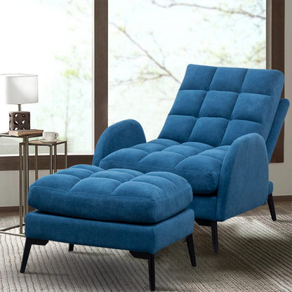 Upholstered Adjustable Backrest Velvet Sleeper Recliner Come with Ottoman