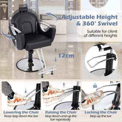Reclining Salon Chair for Hair Stylist-Black