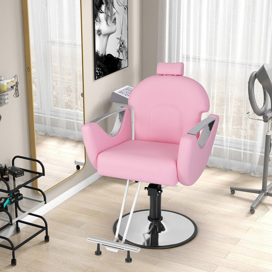 Reclining Salon Chair for Hair Stylist-Pink