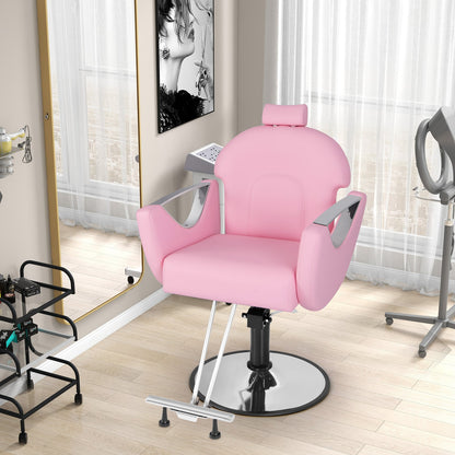 Reclining Salon Chair for Hair Stylist-Pink