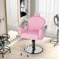 Reclining Salon Chair for Hair Stylist-Pink