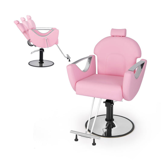 Reclining Salon Chair for Hair Stylist-Pink