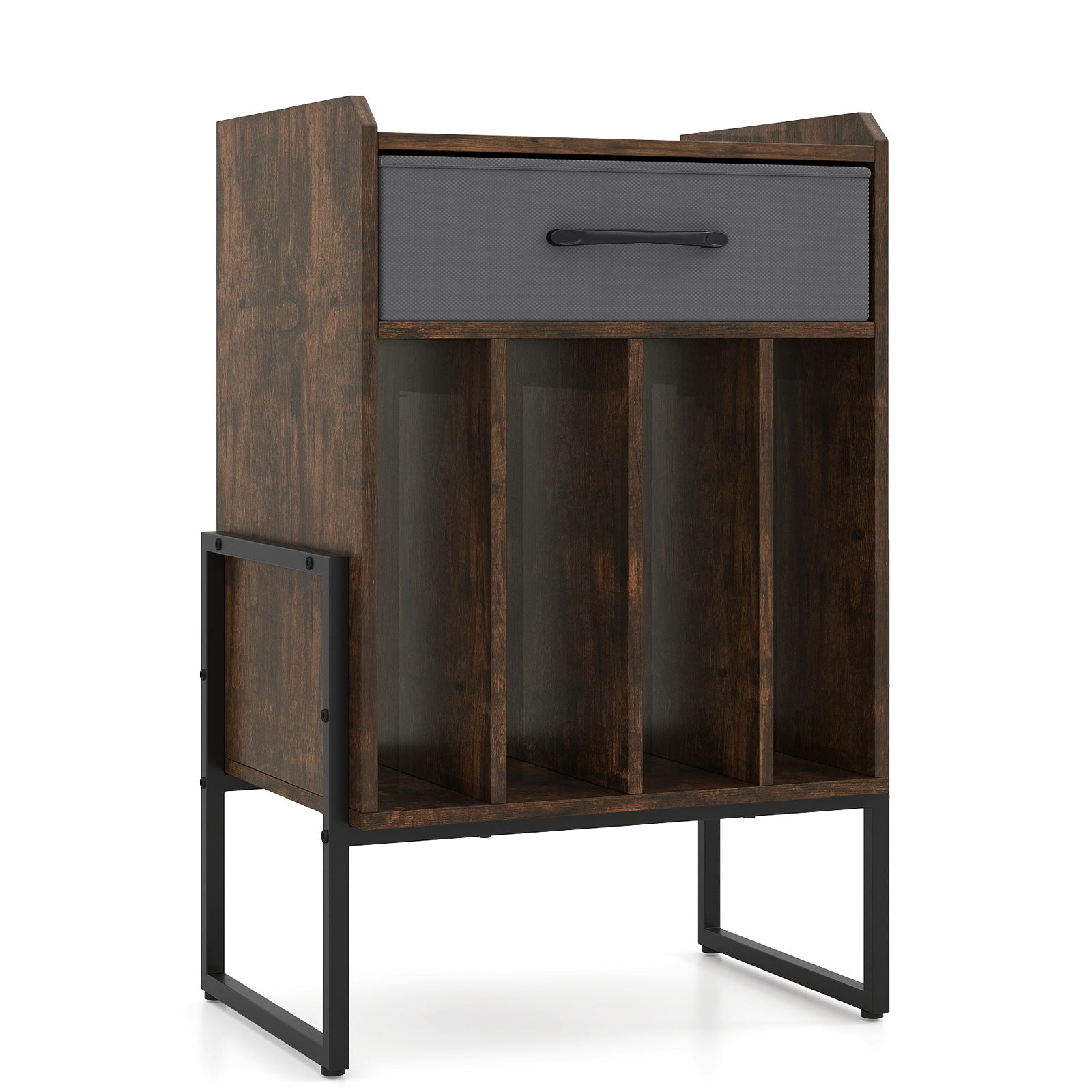 Record Player Stand Turntable Stand with Drawer and Record Holder-Brown