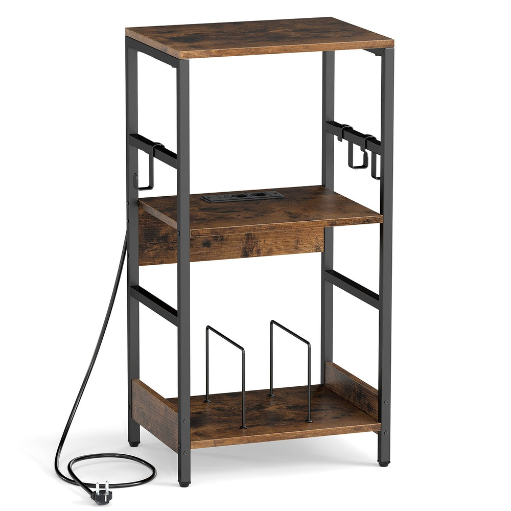 Record Player Stand with Charging Station and Vinyl Storage Holder for Living Room-Brown