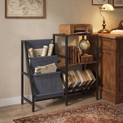 Record Player Stand with Vinyl Record Storage Shelf for 400+ Albums-Rustic Brown