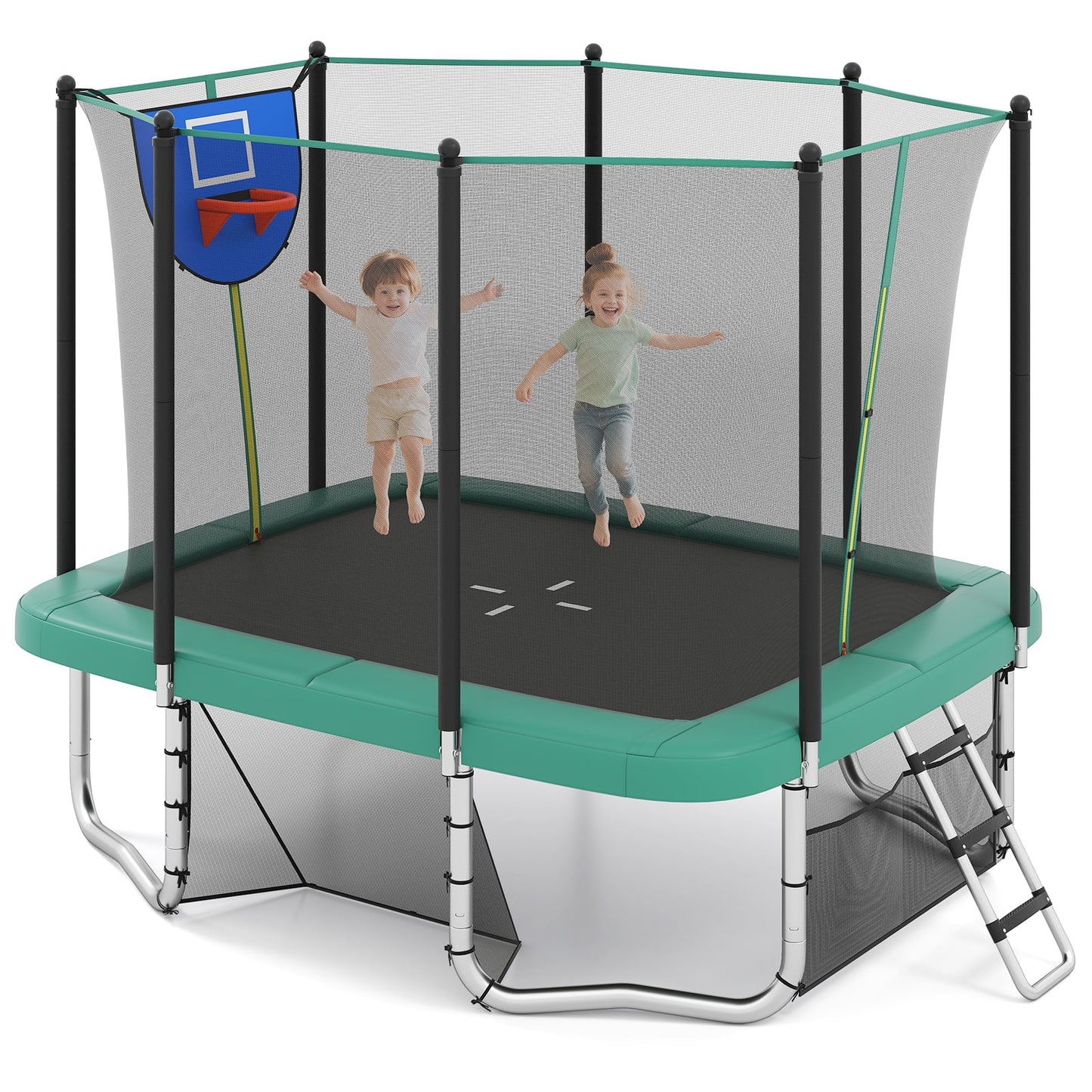 Rectangle Outdoor Trampoline 317 x 255 cm Backyard Trampoline-Green
