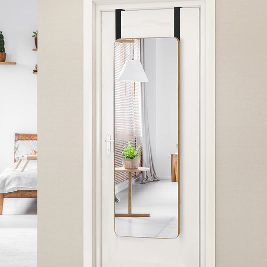Rectangle Wall Mounted Mirror with Bamboo Frame and Round Corners-Natural