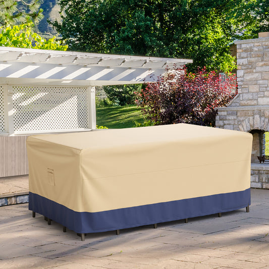 Rectangular Outdoor Dining Set Cover Waterproof Polyester Patio Table and Chairs Cover