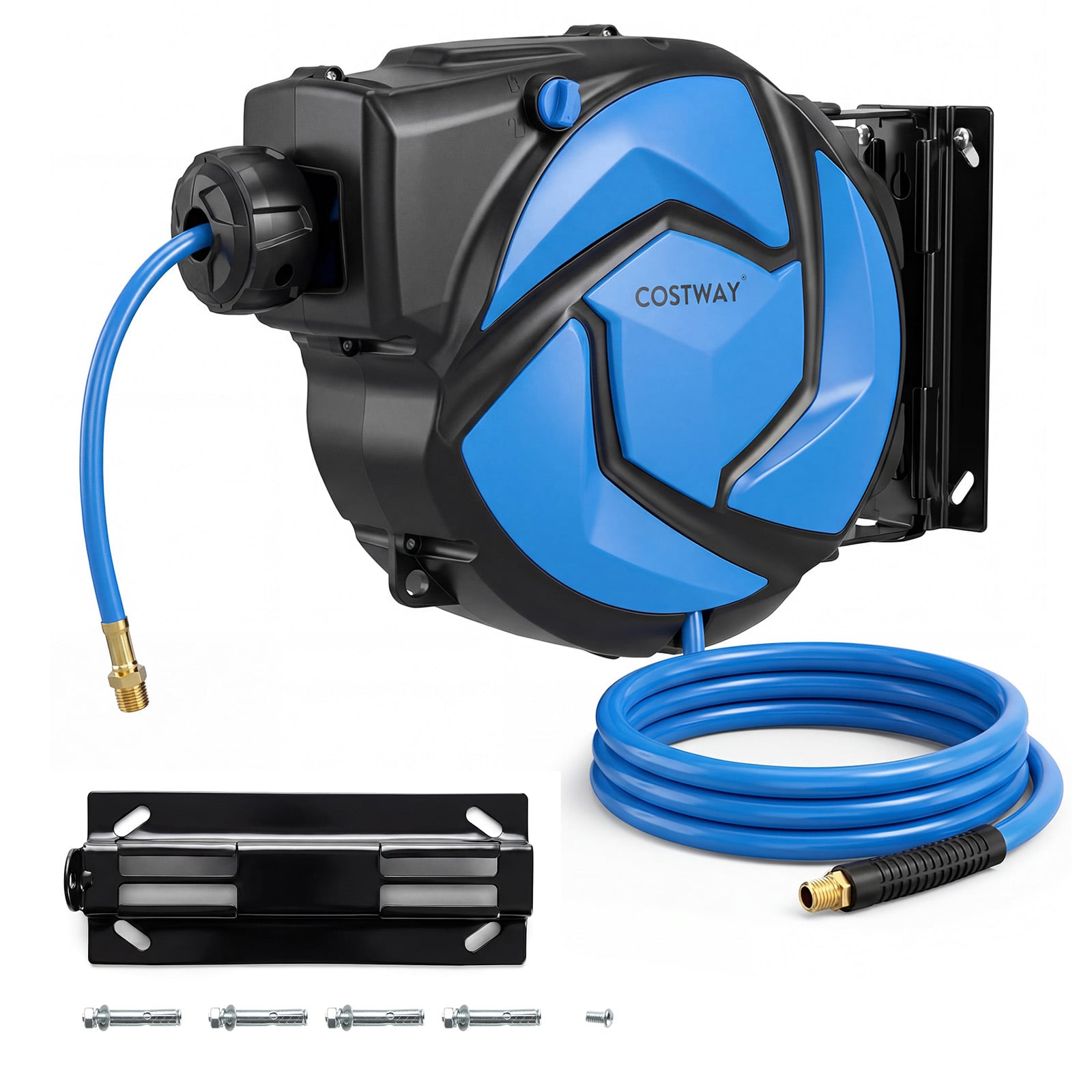 Retractable Air Hose Reel 14M + 1.5M Lead-in 10 mm Enclosed PVC Hose