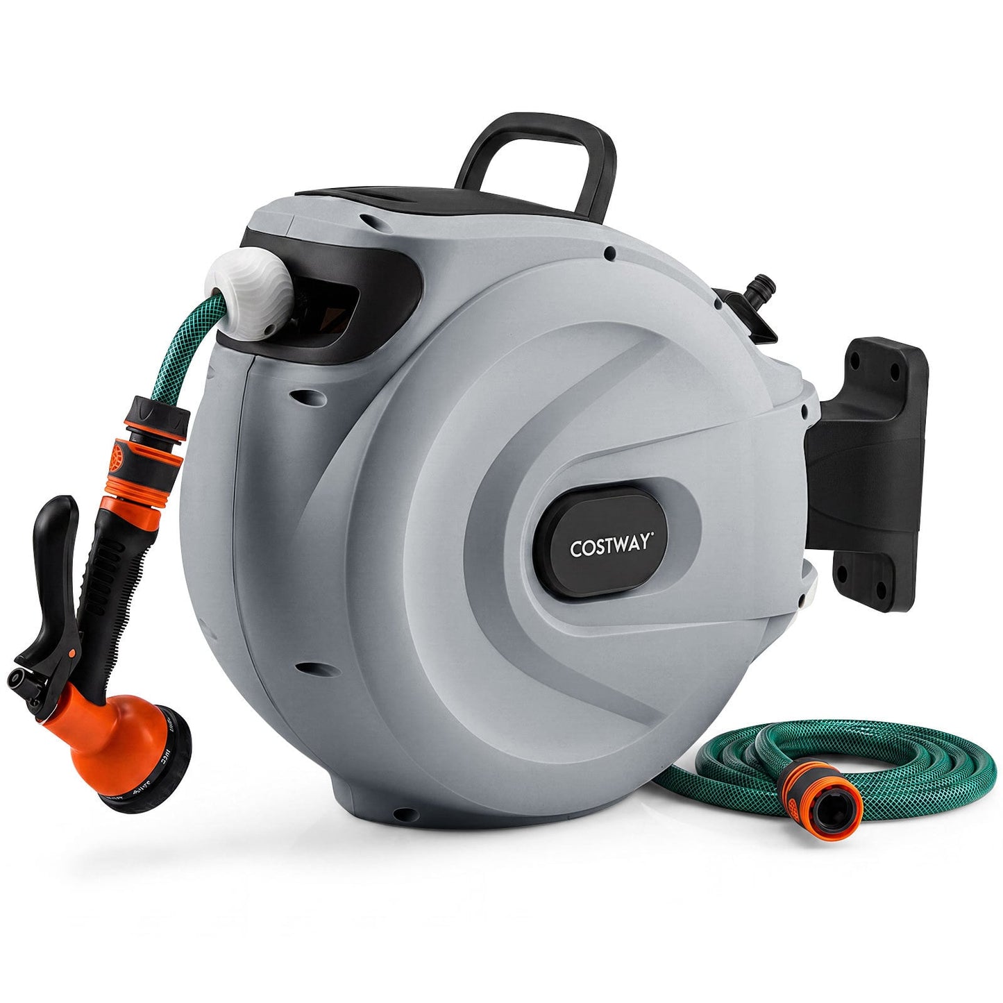 Retractable Garden Hose Reel 1.5 cm x 15 m Heavy Duty Wall Mount Hose Reel-Grey