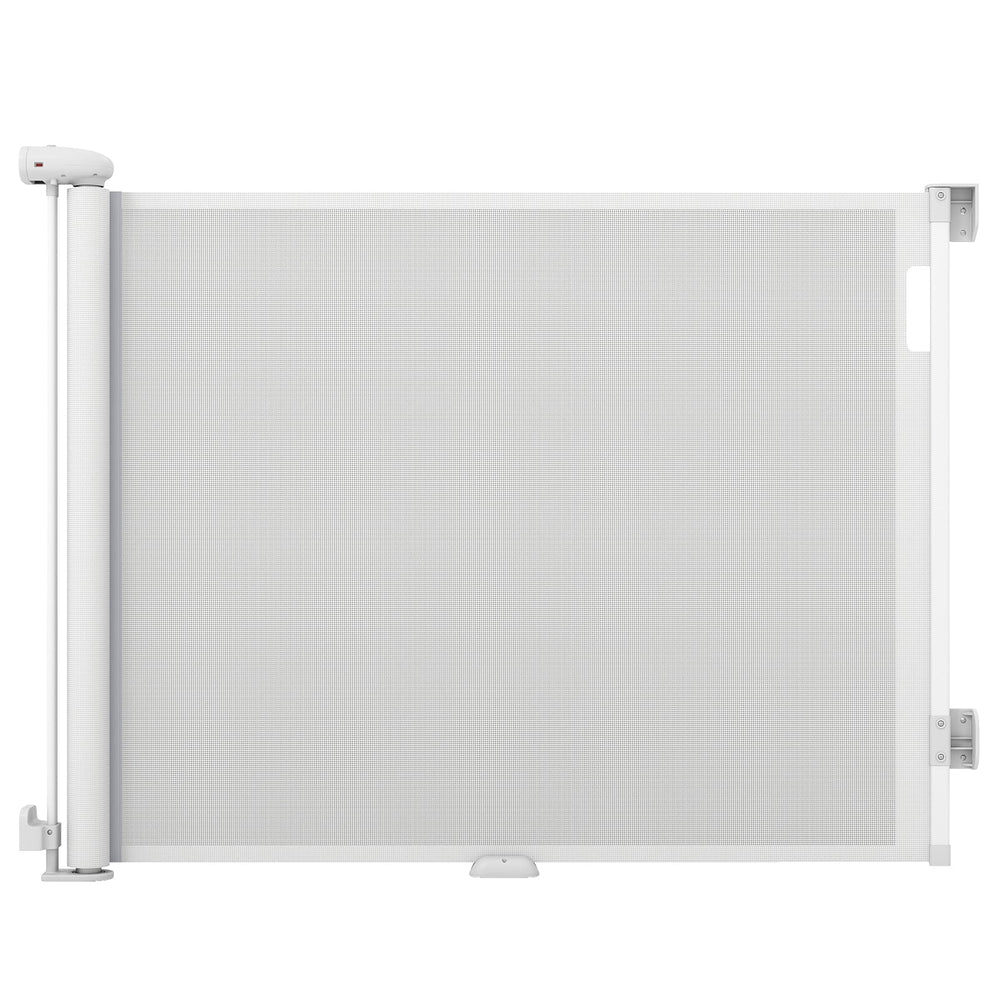 Retractable Safety Barrier up to 180 cm with Double Locking for Babies and Dogs-White
