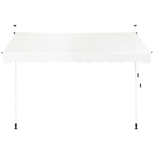 Retractable Telescopic Awning Sun Shade with Manual Crank Handle-Beige