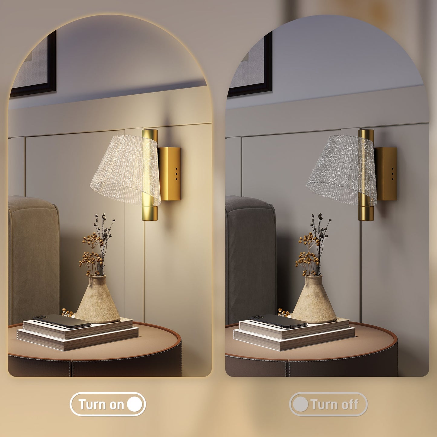 HOMCOM Led Wall Lamp 2 Pack, 5W Modern Indoor Starry Wall Light, Colour Temperature Adjustable 3000K/4000K/6500K, for Bedroom, Living Room, Hallway, Stairs, Gold Tone