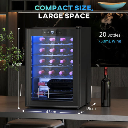 HOMCOM 20 Bottle 5-18√¢‚Äû∆í Countertop Wine Fridge - Black
