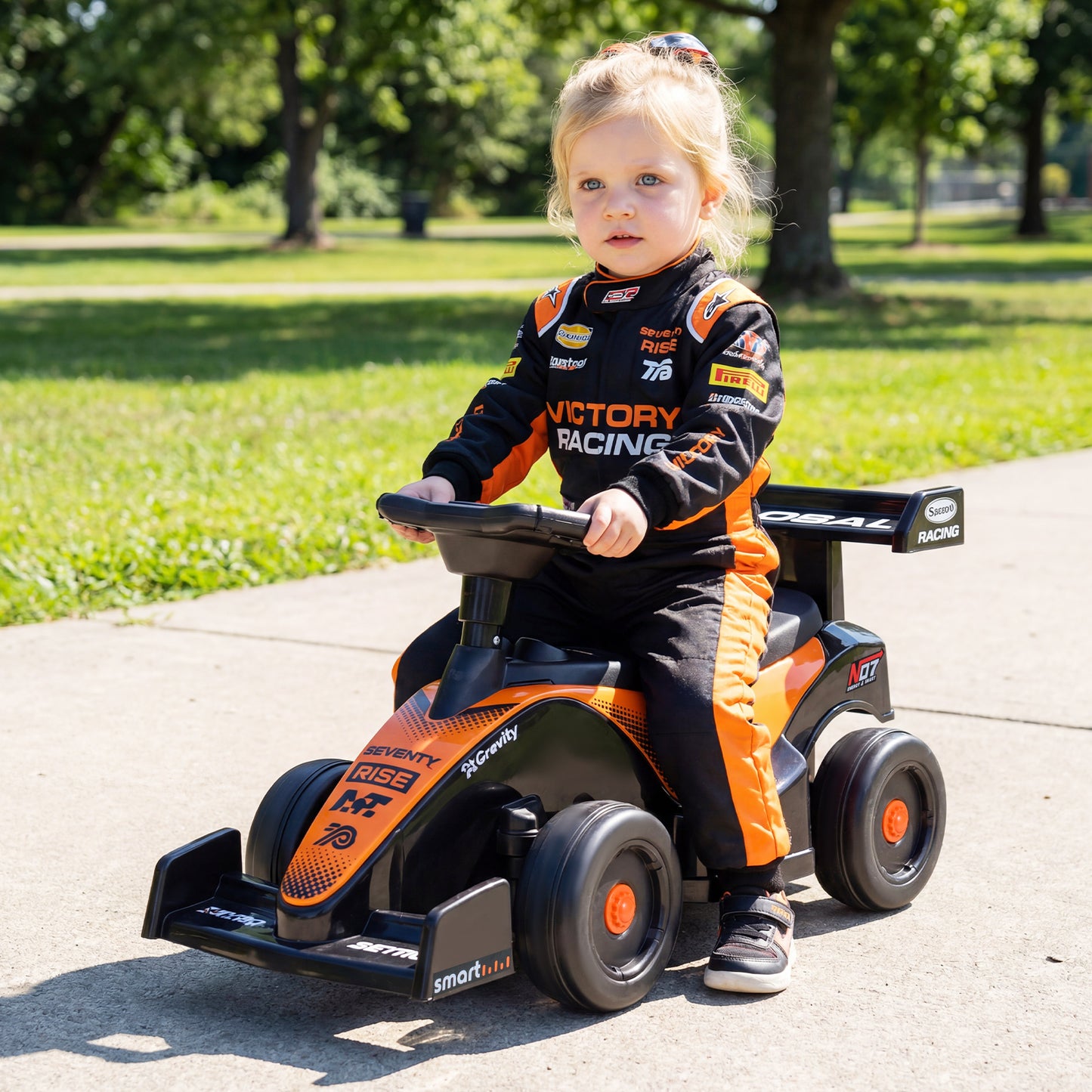 Ride on Car Toddler Sliding Car with 3 Songs Under-Seat Storage-Orange