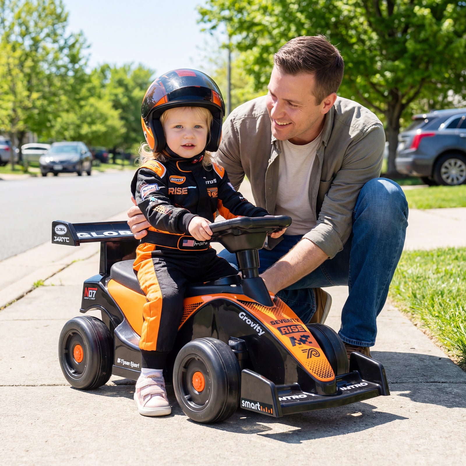 Ride on Car Toddler Sliding Car with 3 Songs Under-Seat Storage-Orange