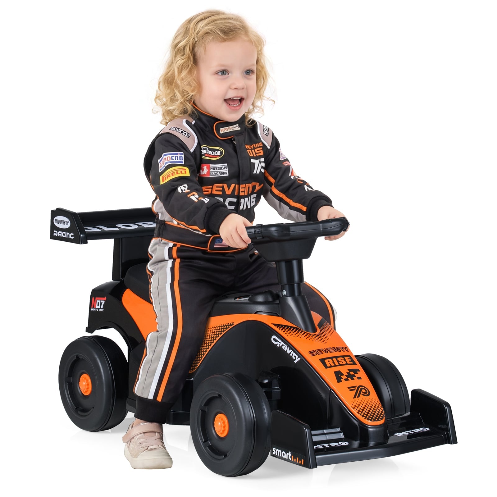 Ride on Car Toddler Sliding Car with 3 Songs Under-Seat Storage-Orange