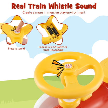 Ride on Push Car Train with Sound Button and Storage Compartment-Orange