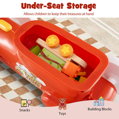 Ride on Push Car Train with Sound Button and Storage Compartment-Orange