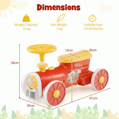 Ride on Push Car Train with Sound Button and Storage Compartment-Orange