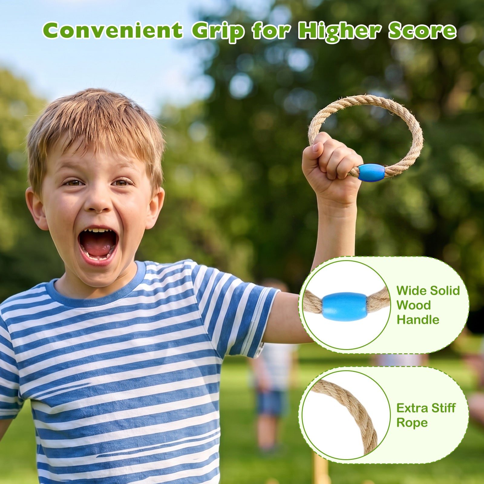 Ring Toss Game for Kids and Adults Outdoor Yard Game with 5 Rope Rings-Colourful