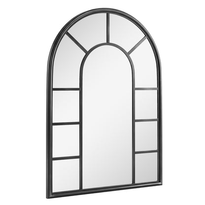 Outsunny Arched Mirror, Shatterproof Acrylic Windowpane Wall Mounted Mirror with Robust Metal Frame, 71 x 51 cm, Black