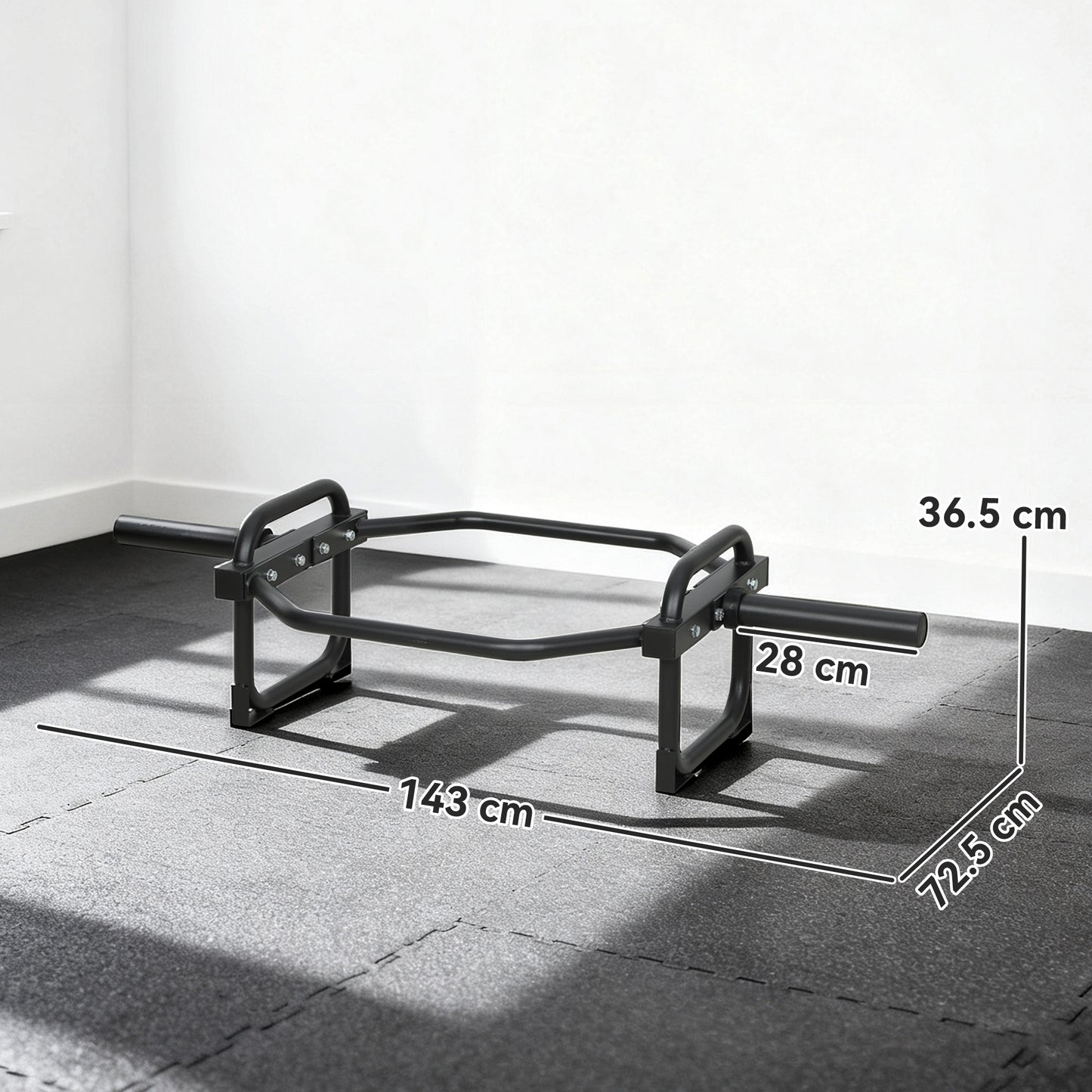 SPORTNOW Olympic Trap Bar, 2" Hex Barbell Bar with 300kg Capacity for Deadlifts, Shrugs, Squats and Farmer Walks