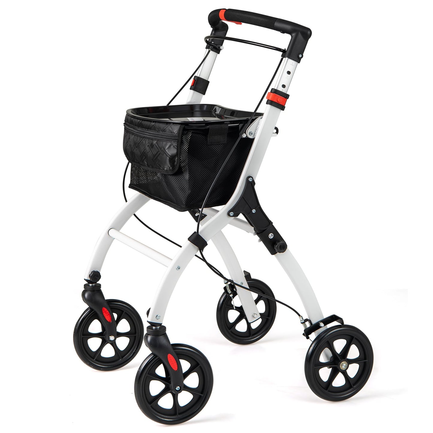 Rollator Walkers Lightweight Foldable Rolling Walker with Tray for Seniors-White