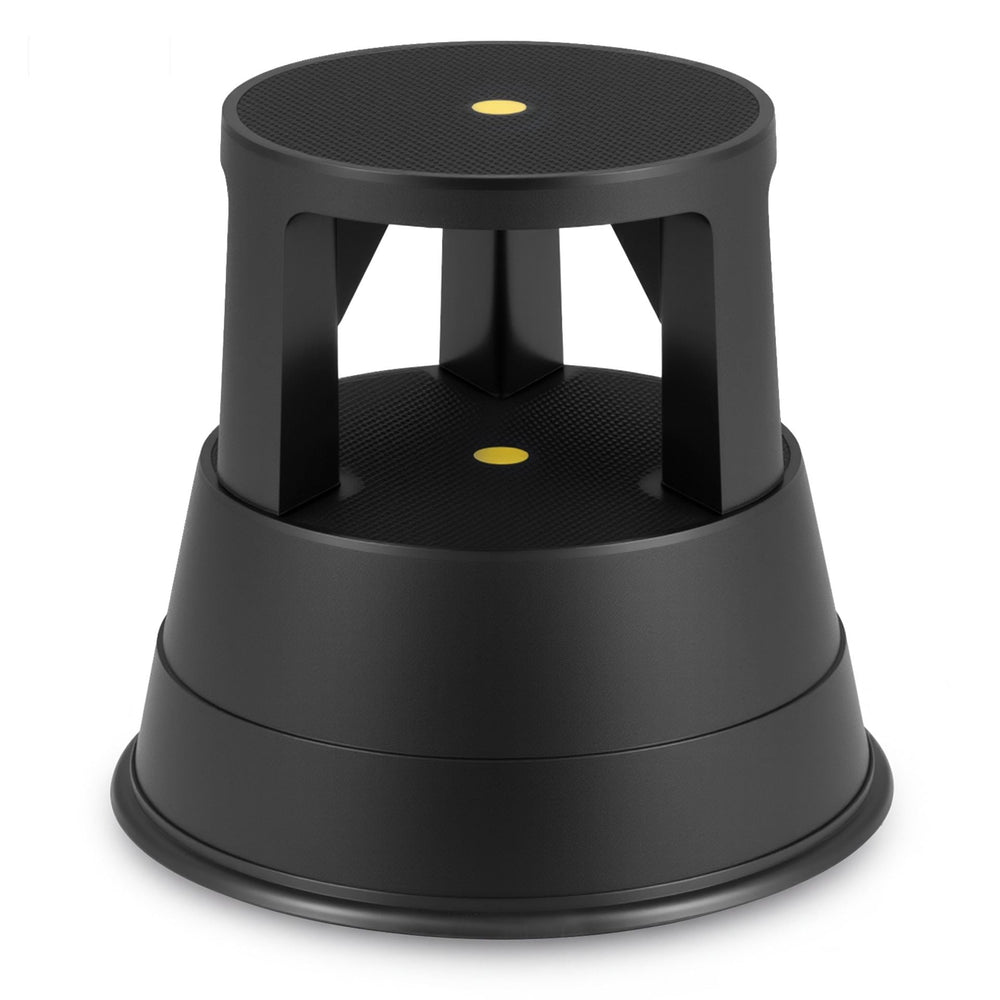 Roller Stool with Casters and Non-slip Rubber Band for Home Office-All Black