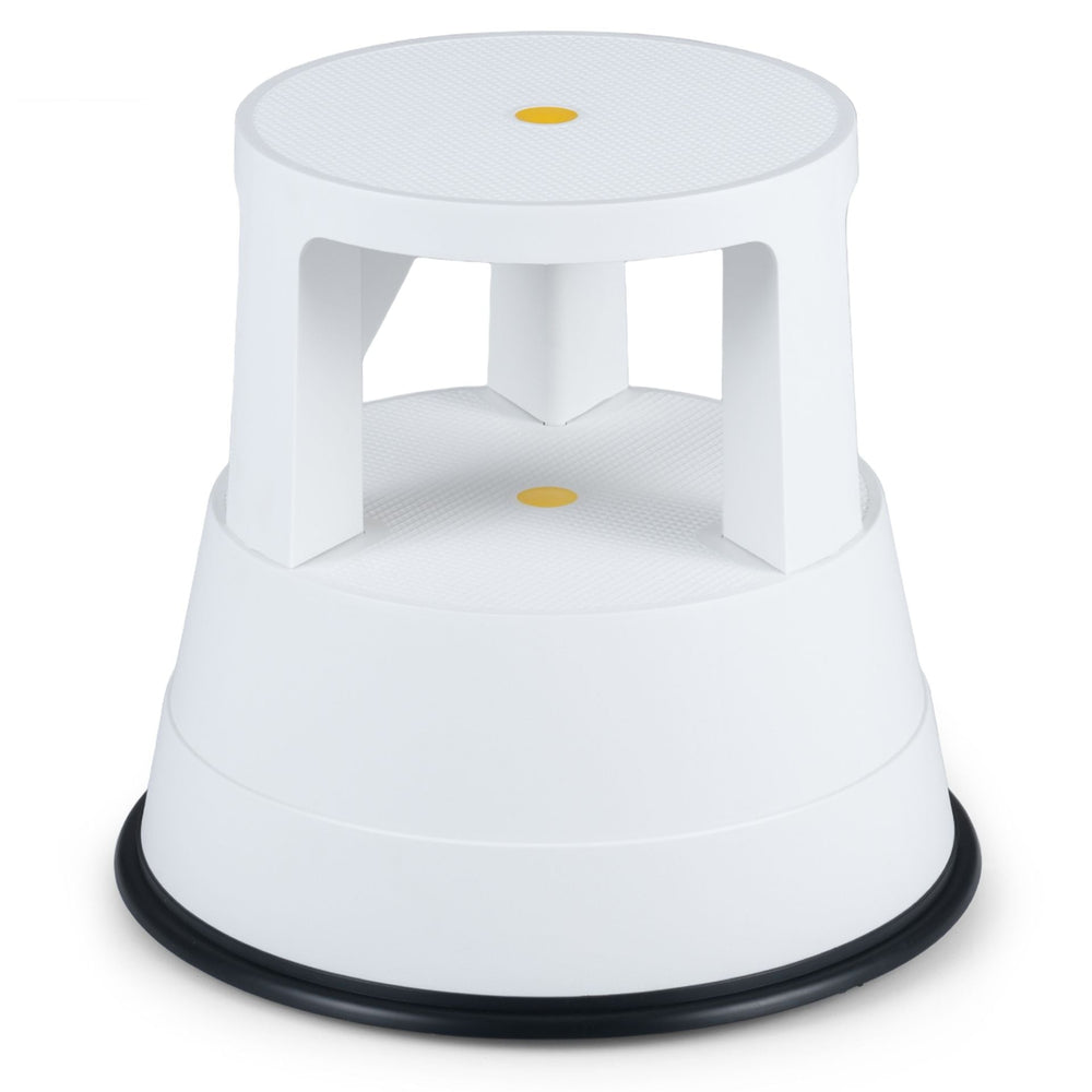 Roller Stool with Casters and Non-slip Rubber Band for Home Office-White