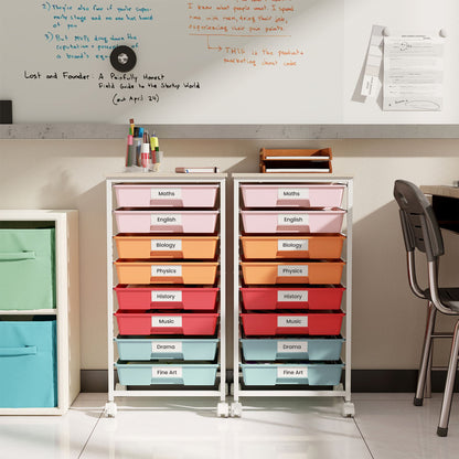 Rolling Cart with 8 Drawers and Lockable Wheels for Dorm- Macaron