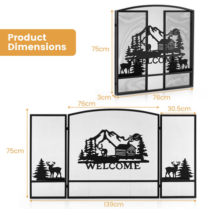 Rolling Fireplace Log Holder Carrier and 55 x 29.5 Inch Fireplace Screen