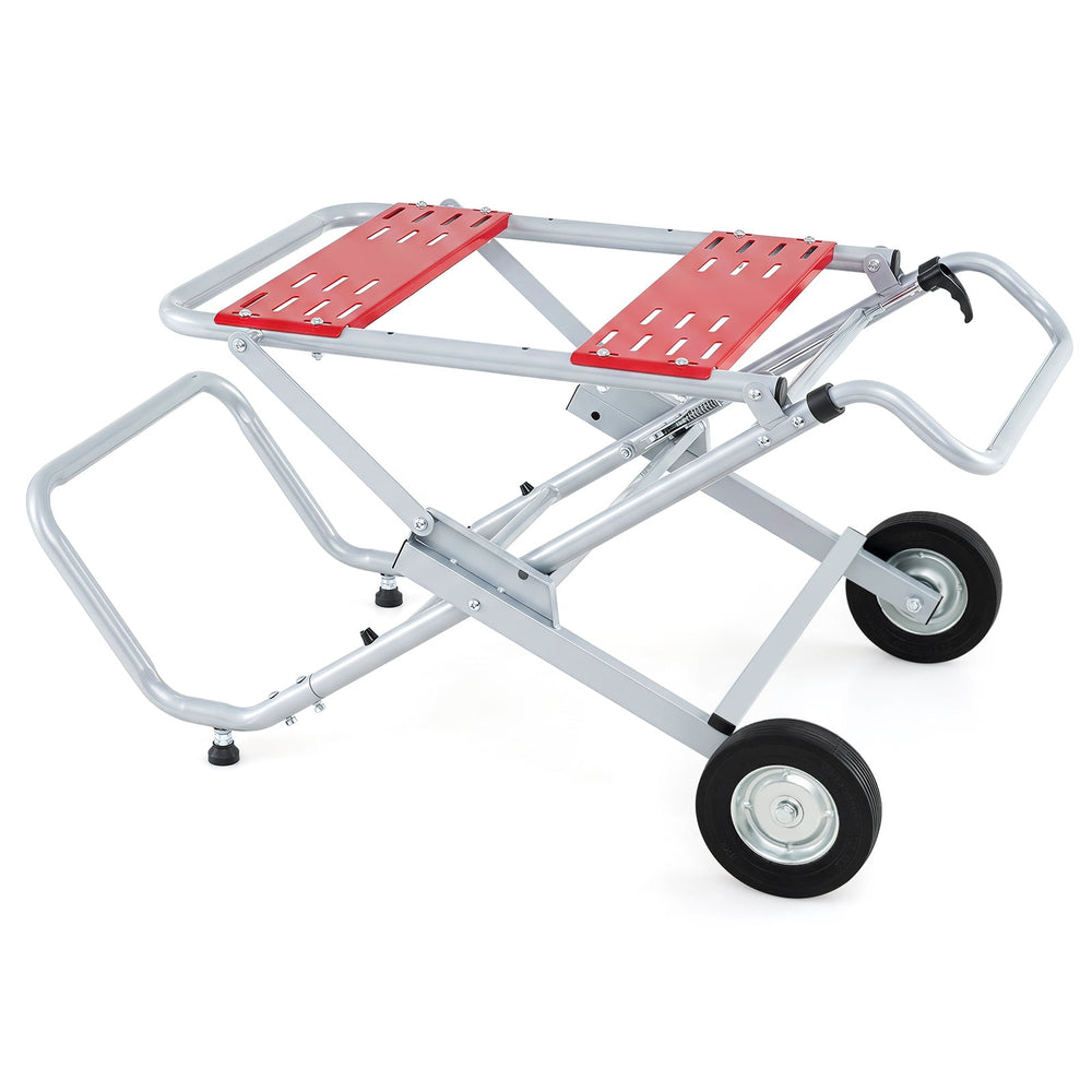 Rolling Foldable Heavy Duty Metal Base with 20cm Rubber Wheels-Red