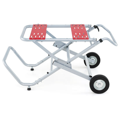 Rolling Foldable Heavy Duty Metal Base with 20cm Rubber Wheels-Red