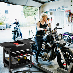 Lockable Rolling Tool Cart with Wheels and Drawers