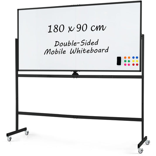 Rolling Whiteboard on Wheels with Stand and Aluminum Alloy Frame-Black