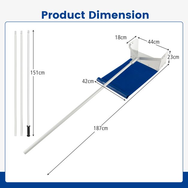 Roof Rake Snow Removal Aluminum Snow Roof Rake with 624 Max Length