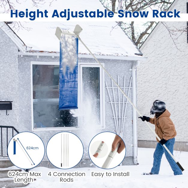 Roof Rake Snow Removal Aluminum Snow Roof Rake with 624 Max Length