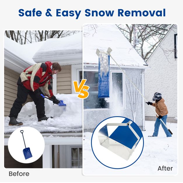 Roof Rake Snow Removal Aluminum Snow Roof Rake with 624 Max Length