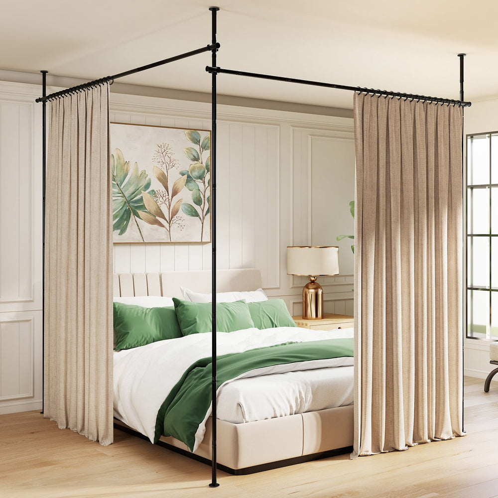 Room Divider Curtain Rod Adjustable Floor to Ceiling Tension Rod-Black