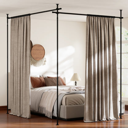 Room Divider Curtain Rod Adjustable Floor to Ceiling Tension Rod-Black