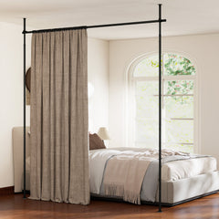 Room Divider Curtain Rod for Apartment No Drilling Required-Black