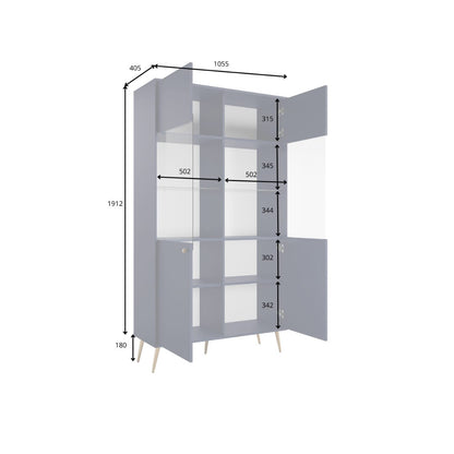 Rose Tall Display Cabinet 106cm