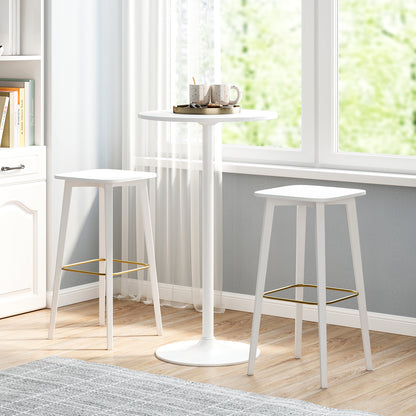 Round Bar Table with Adjustable Height and Metal Base Set of 1-White