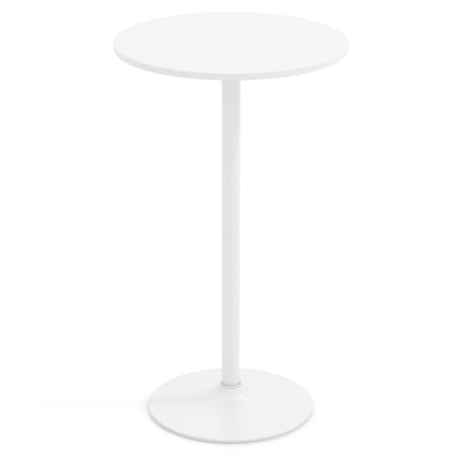 Round Bar Table with Adjustable Height and Metal Base Set of 1-White