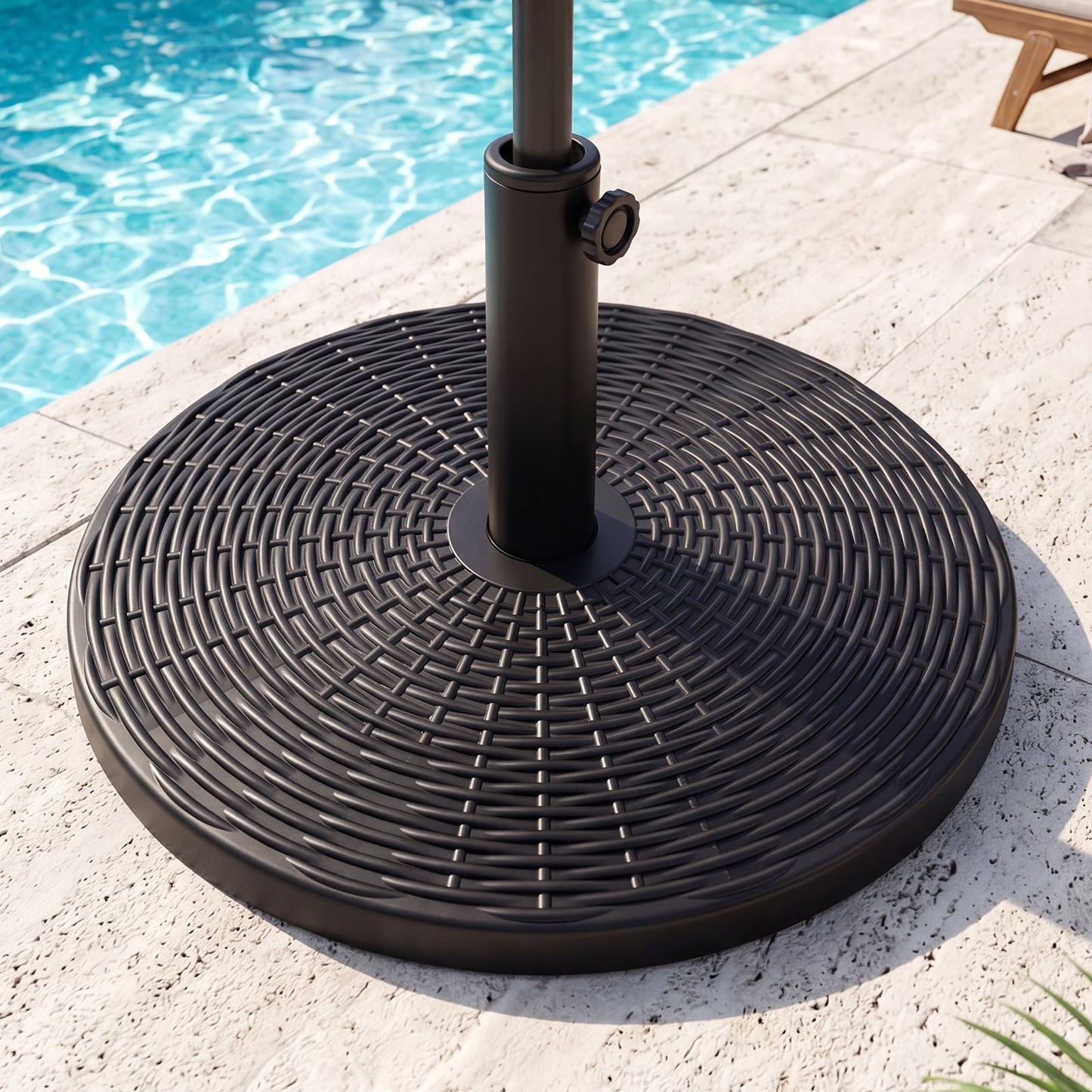 Round Patio Umbrella Base with Adjustable Knob for Yard