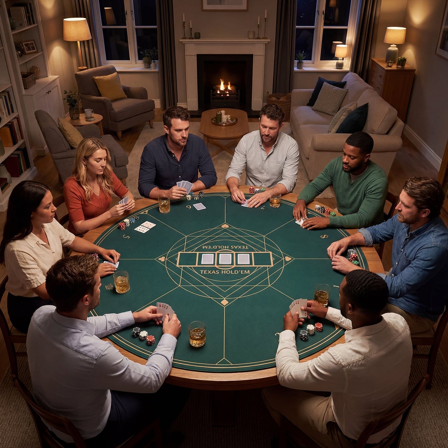Round Poker Mat for Texas Hold'em 140 cm with Carrying Bag-Green